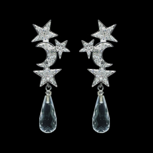 INTERCHANGEABLE STAR AND MOON EARRINGS AND ROCK CRISTAL DROPS